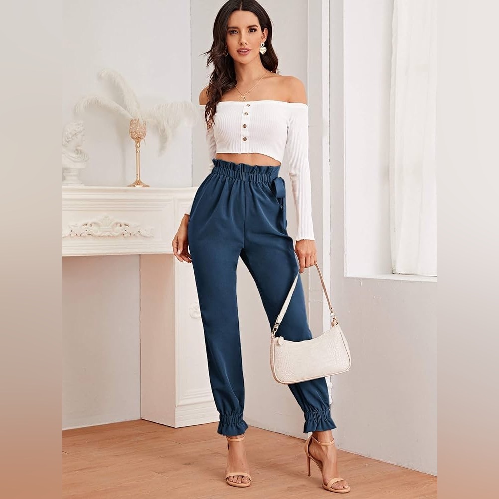 High Waist Paper-bag Pants